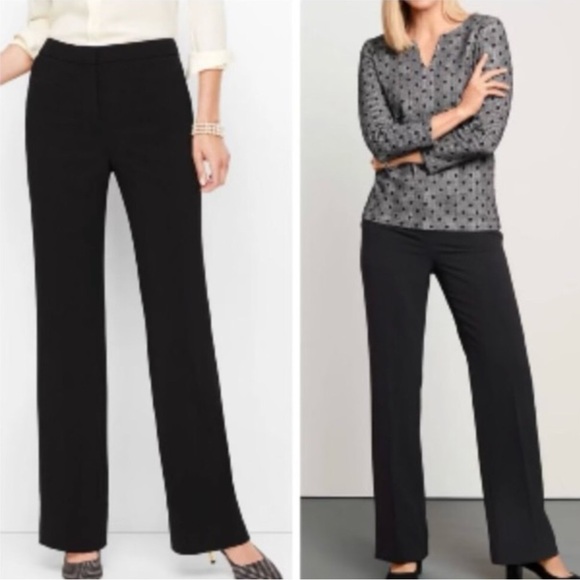 Talbots Women 8 Black Office Career Pockets Heritage Wide Leg Trouser Pants NWT - Picture 1 of 11